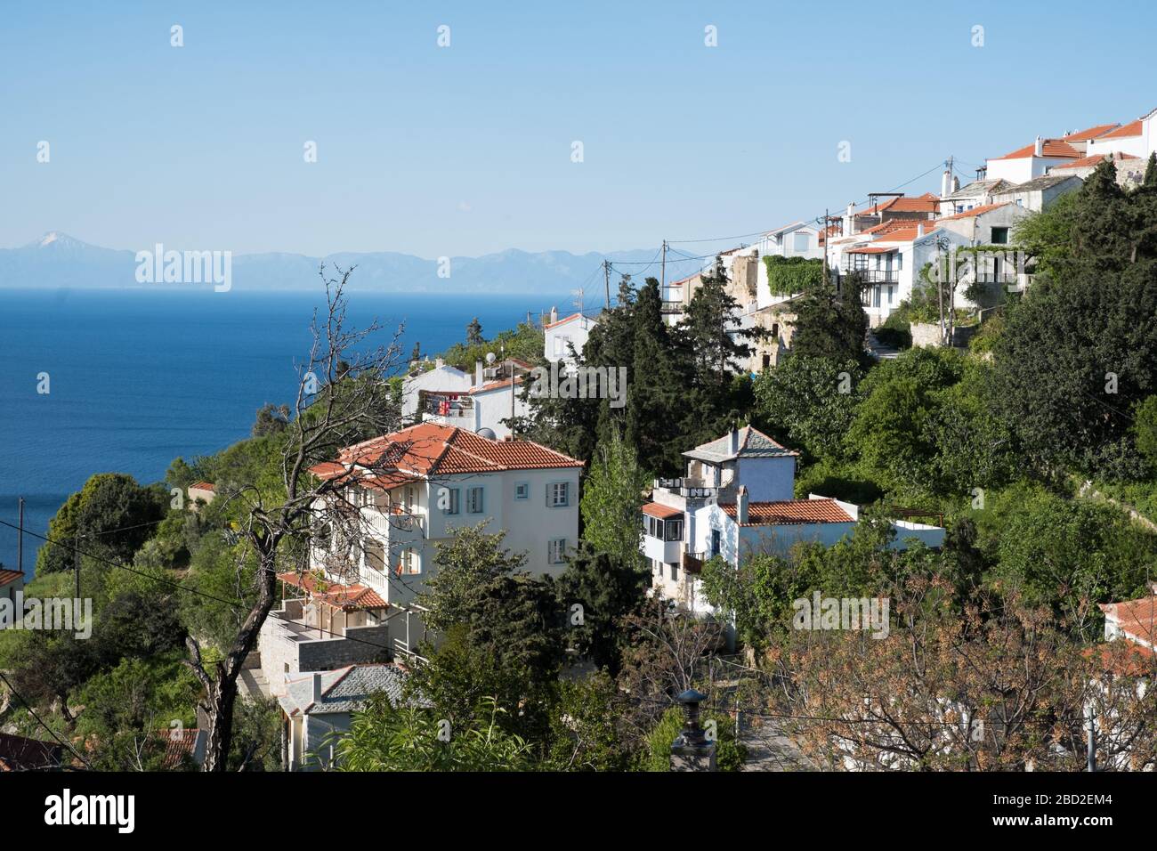 Città vecchia (Chora) al centro dell'isola di Alonissos, Sporadi del Nord, Grecia Foto Stock