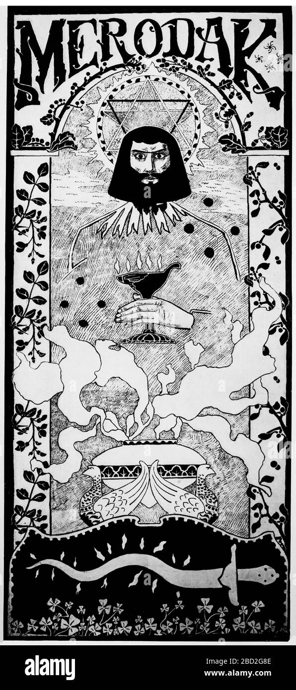 Un poster di Mardak aka Marduk-Baladan che prese il trono babilonese nel 722 a.C. dal controllo assiro e mantenne l'indipendenza babilonese di fronte alla supremazia militare assira per più di un decennio. L'artista è sconosciuto, ma forse Marcel-Lenoir (1872-1931) fu un pittore francese che frequentò l'École des Arts Décoratifs per sei mesi nel 1892, articolato nel Salon de la Rose-Croix nel 1902, dopo di che tornò a Montauban e iniziò a scrivere poesie e dipingere paesaggi Foto Stock