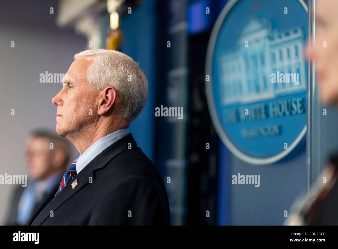 Mike Pence, Vice Presidente degli Stati Uniti, si rivolge al quotidiano COVID-19, briefing sui coronavirus alla Sala Stampa della Casa Bianca il 26 marzo 2020 a Washington, DC. Foto Stock