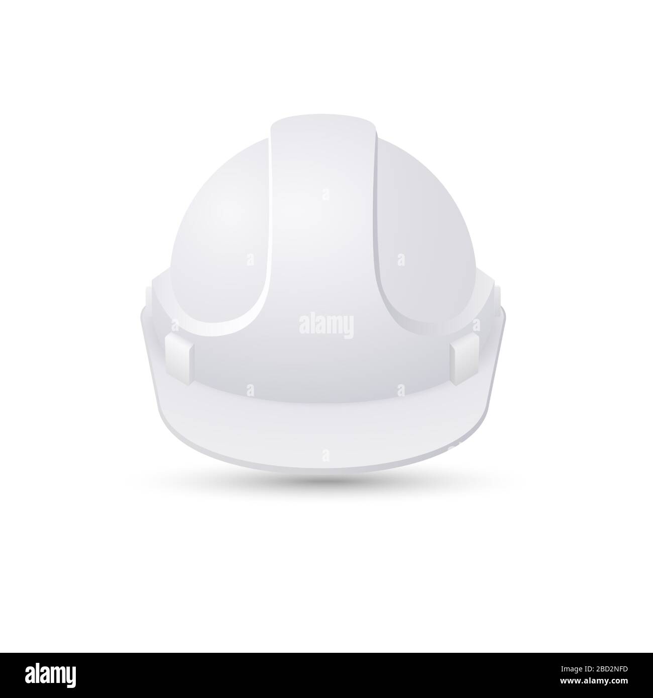 Elmetto di sicurezza bianco isolato su sfondo bianco. Segnale di sicurezza sul lavoro. Illustrazione vettoriale Illustrazione Vettoriale