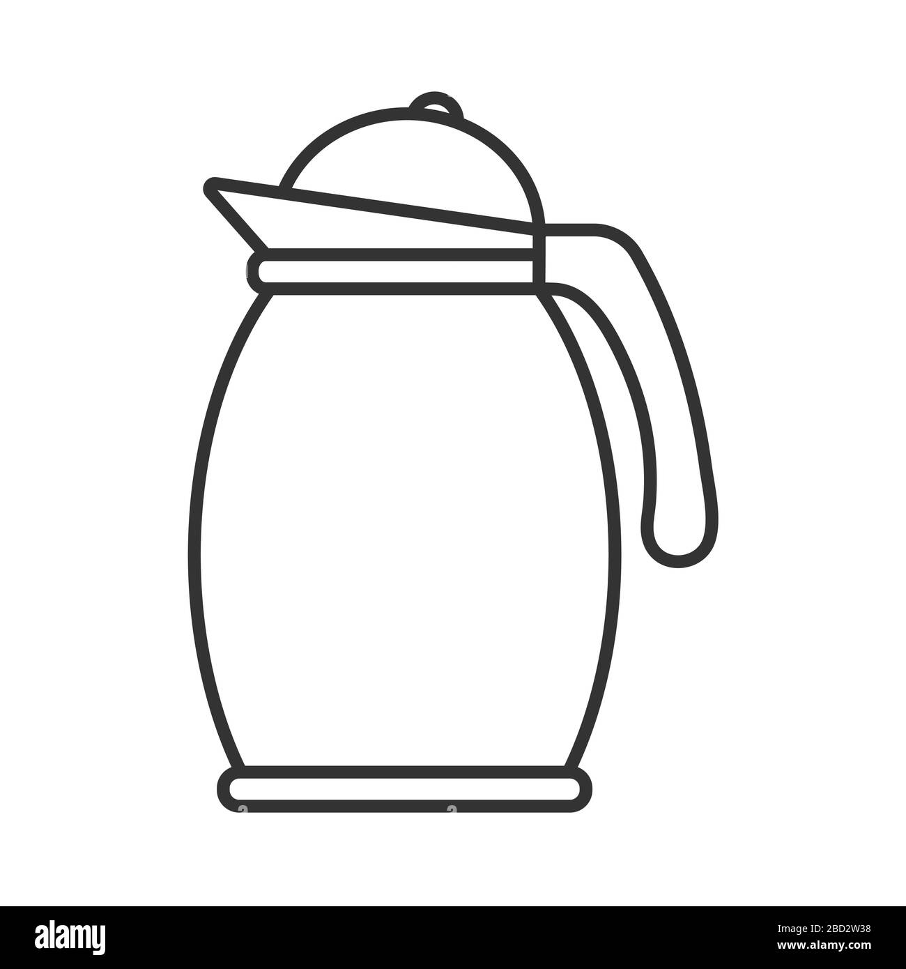 Icona di una teiera o di una brocca con un coperchio. Illustrazione del materiale vettoriale. Design semplice isolato su sfondo bianco, contorno vuoto Illustrazione Vettoriale