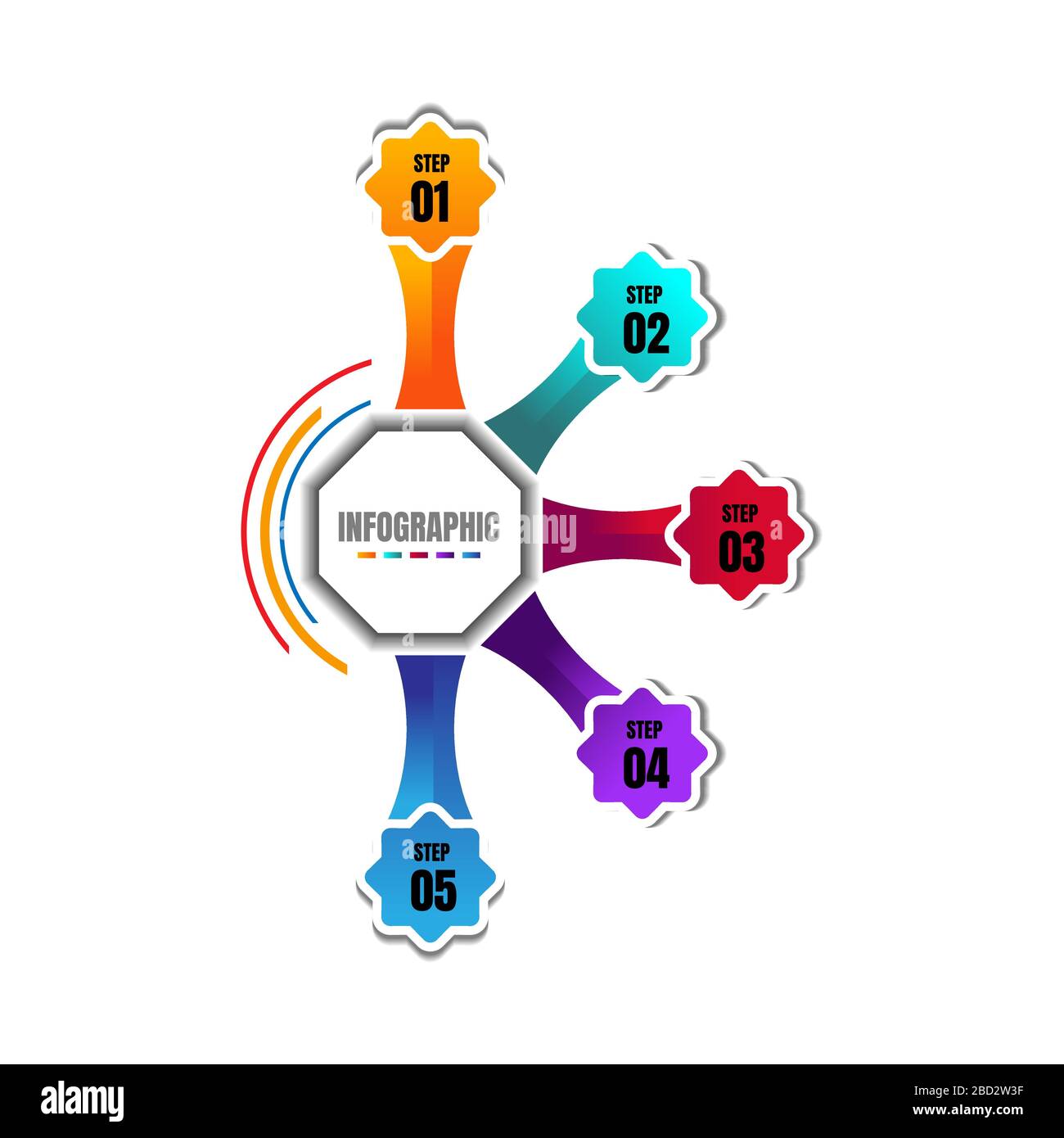 Design Business modello 5 opzioni o fasi elemento grafico infografica con data luogo per le presentazioni, concetto di icone di marketing creativo per la statistica Illustrazione Vettoriale