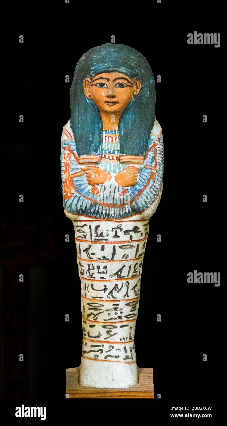 Egitto, Cairo, Museo Egizio, dalla tomba di Sennedjem, Deir el Medina: Ushebti di Rosu, una delle mogli del padre di Sennedjem. Foto Stock