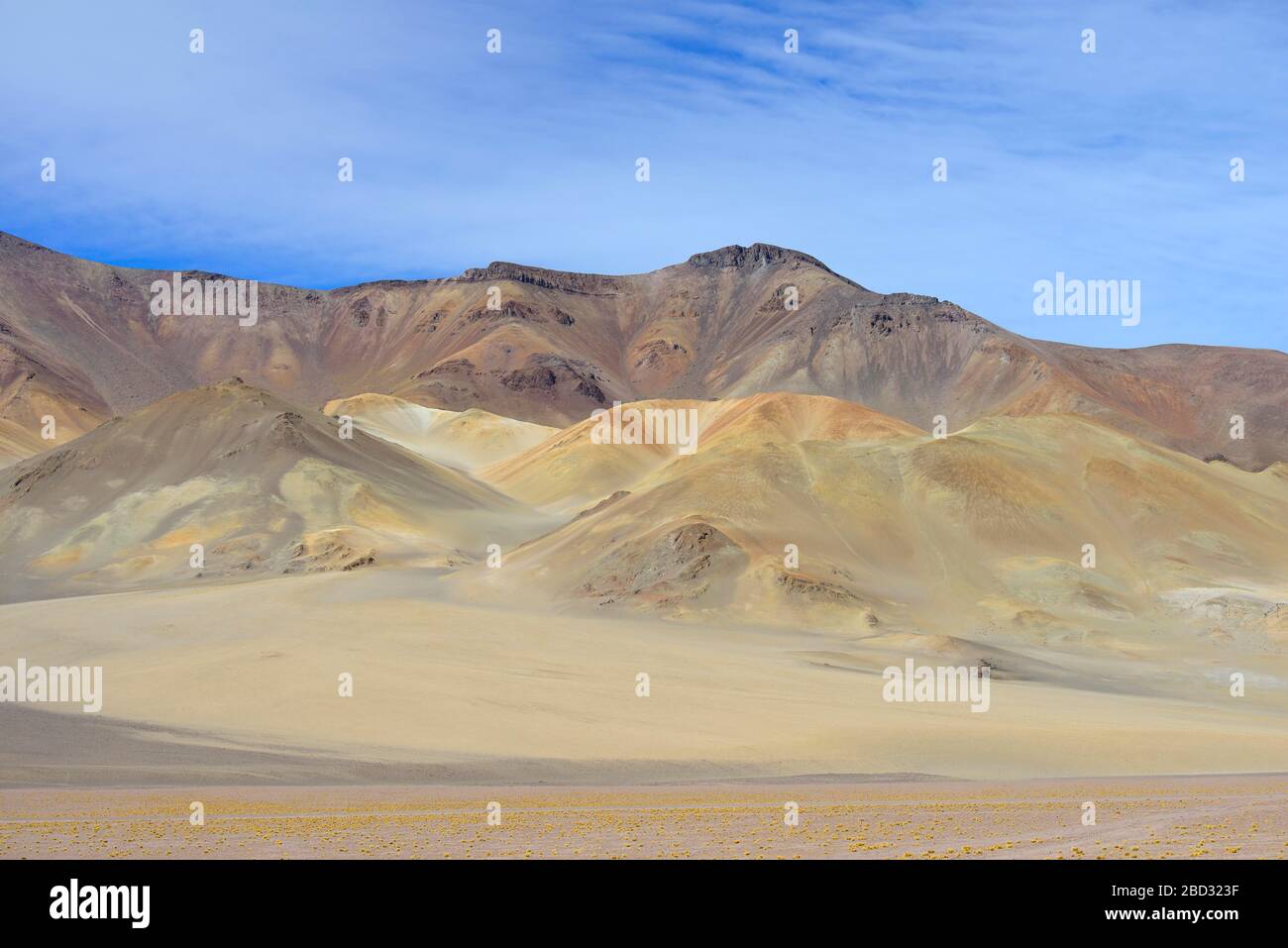 Paesaggio montano al confine con Argentina, Altiplano, Paso de Jama, Antofagasta regione, Cile Foto Stock