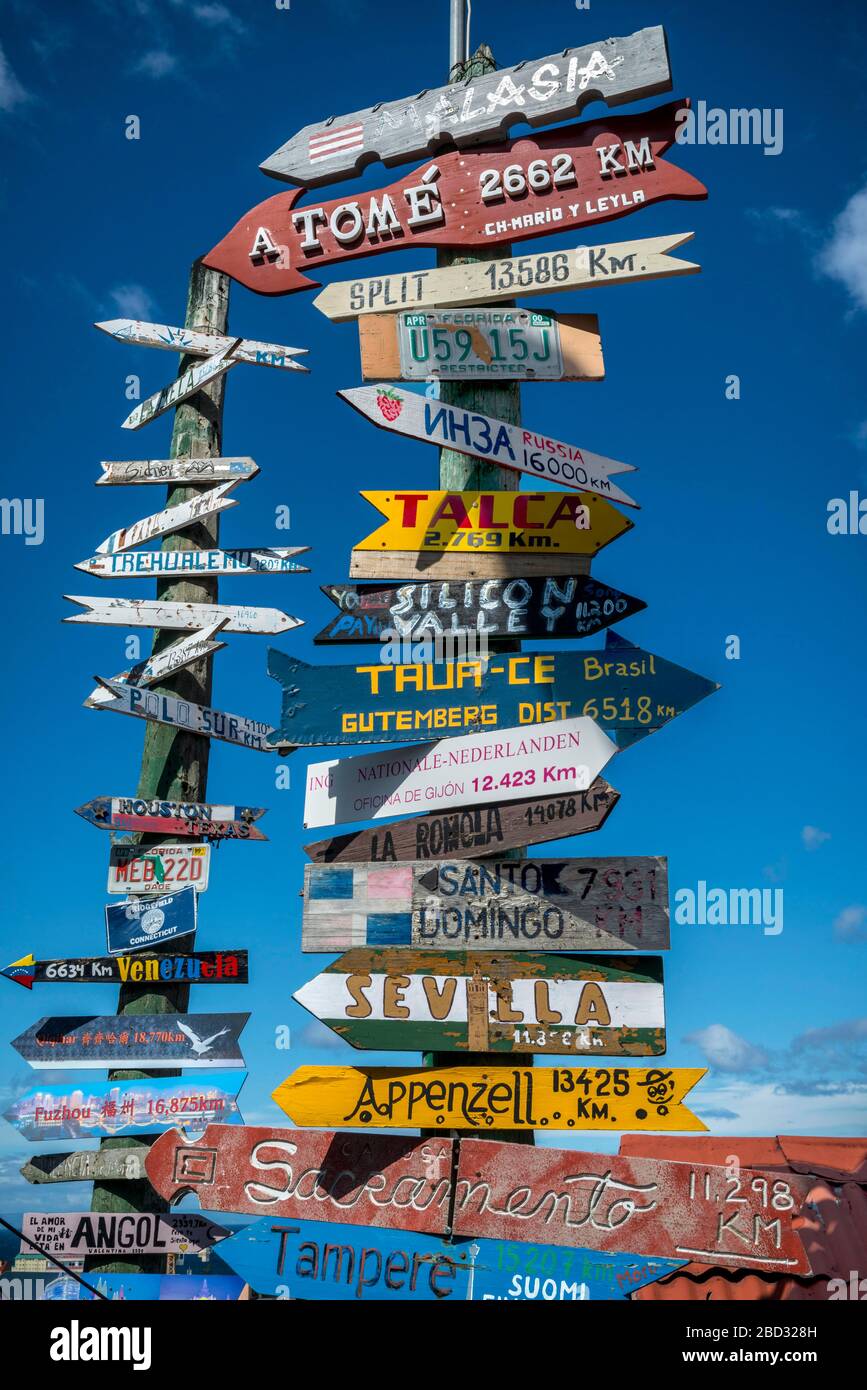 Guida a tutto il mondo, destinazioni internazionali, Punta Arenas, Region de Magallanes y de la Antartica Chilena, Patagonia, Cile Foto Stock