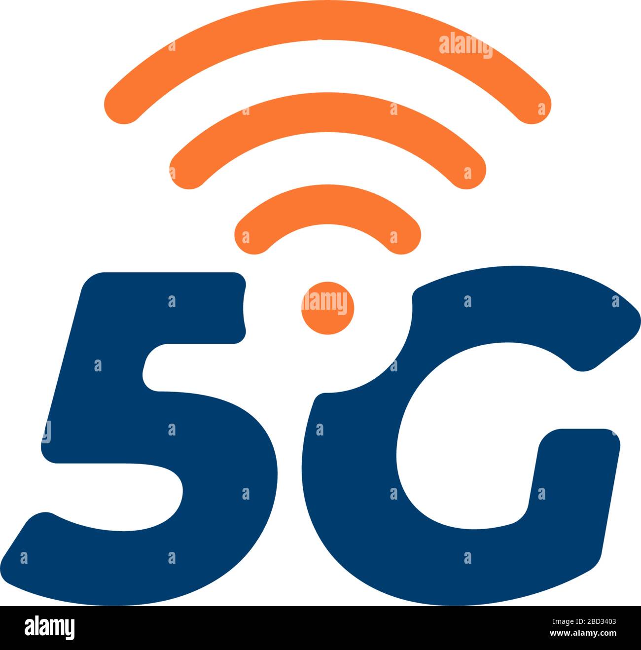 Simbolo aziendale della connessione di rete 5G. icona della tecnologia internet wireless di quinta generazione. Modello di disegno dell'emblema di comunicazione Gector 5 isolato Illustrazione Vettoriale