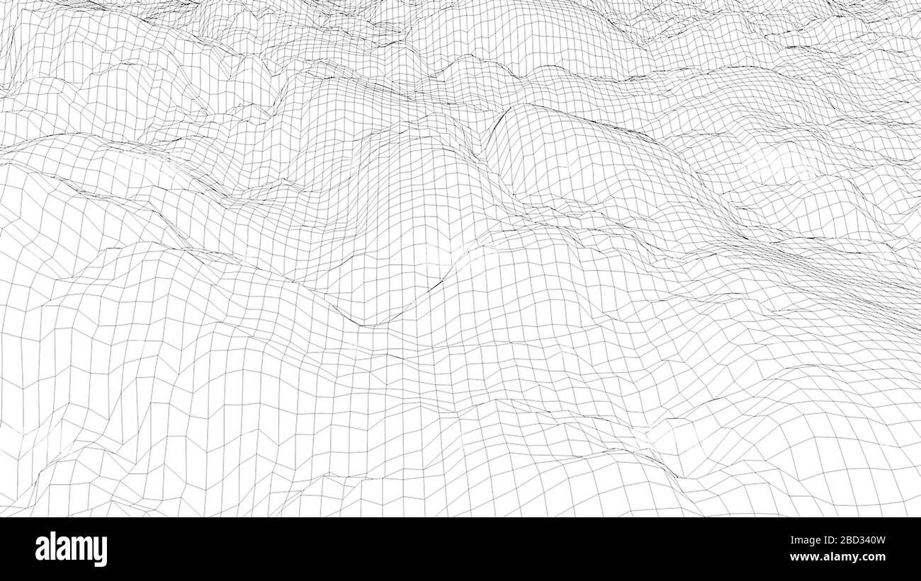 Il computer ha generato una trama a scacchi. Rendering 3D di uno sfondo retro di un'onda. Foto Stock