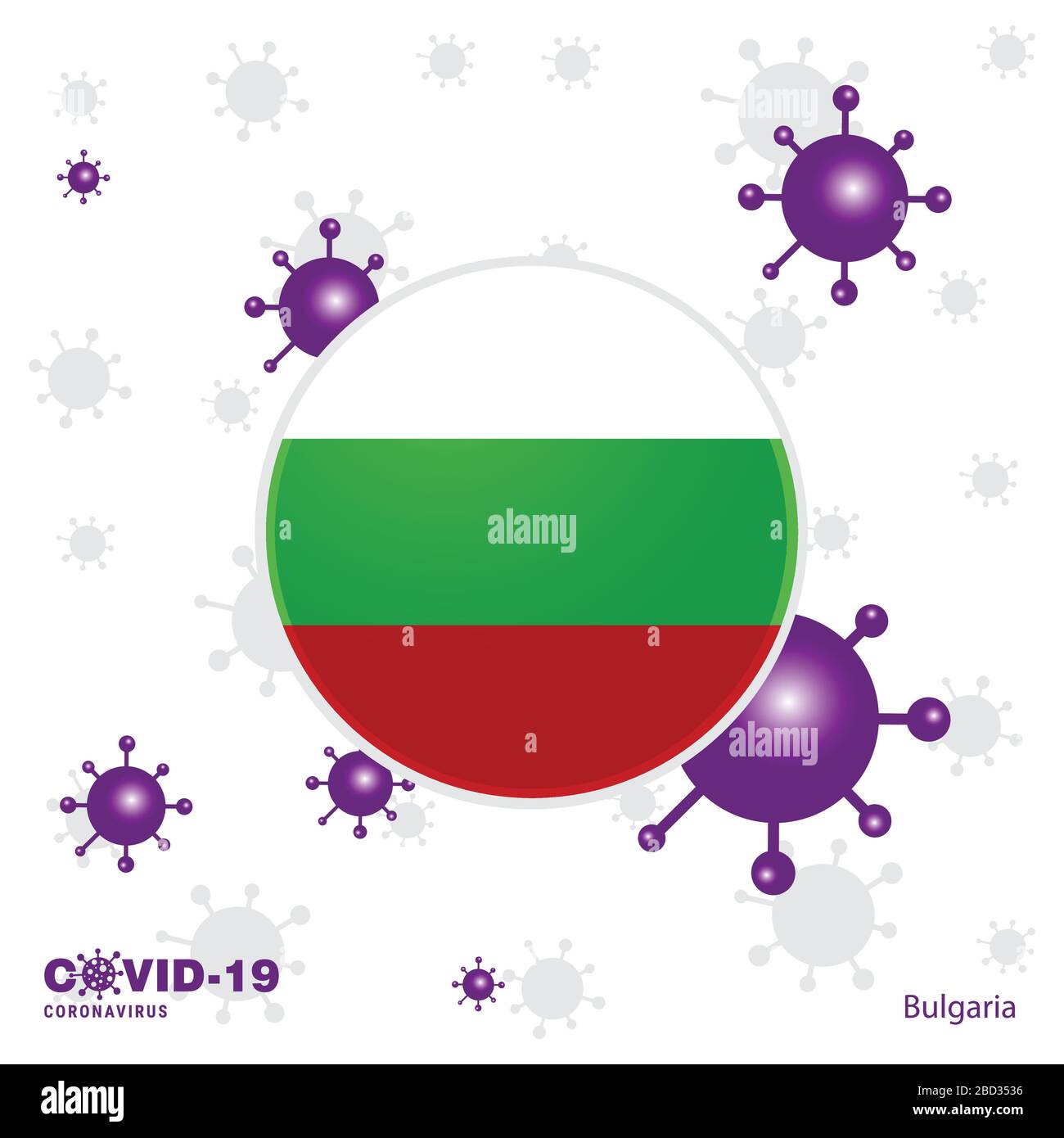 Pregate per la Bulgaria. COVID-19 indicatore di tipografia di Coronavirus. Rimani a casa e in salute. Prendersi cura della propria salute Illustrazione Vettoriale