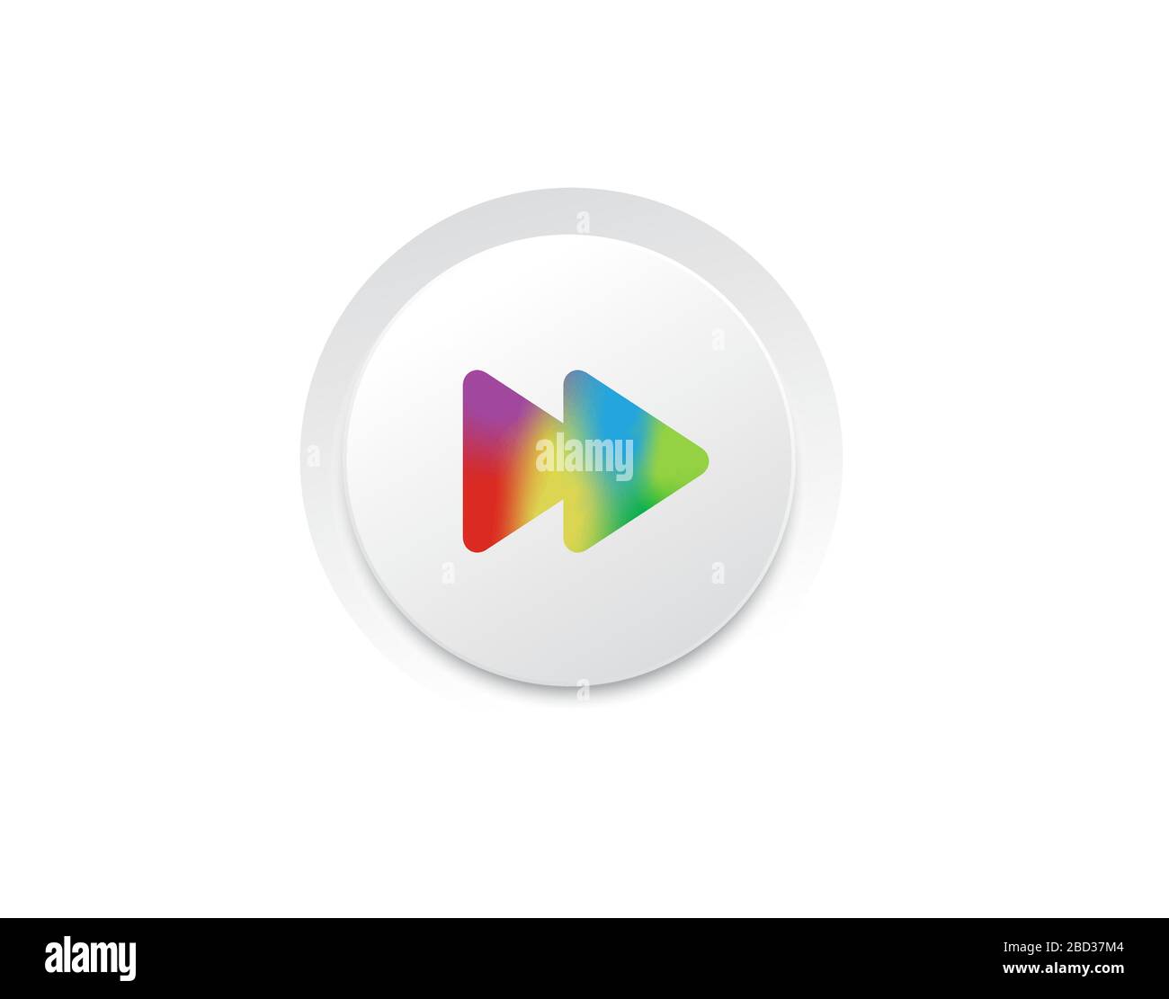 Pulsante icona gradiente rainbow del lettore musicale isolato dal vettore Illustrazione Vettoriale