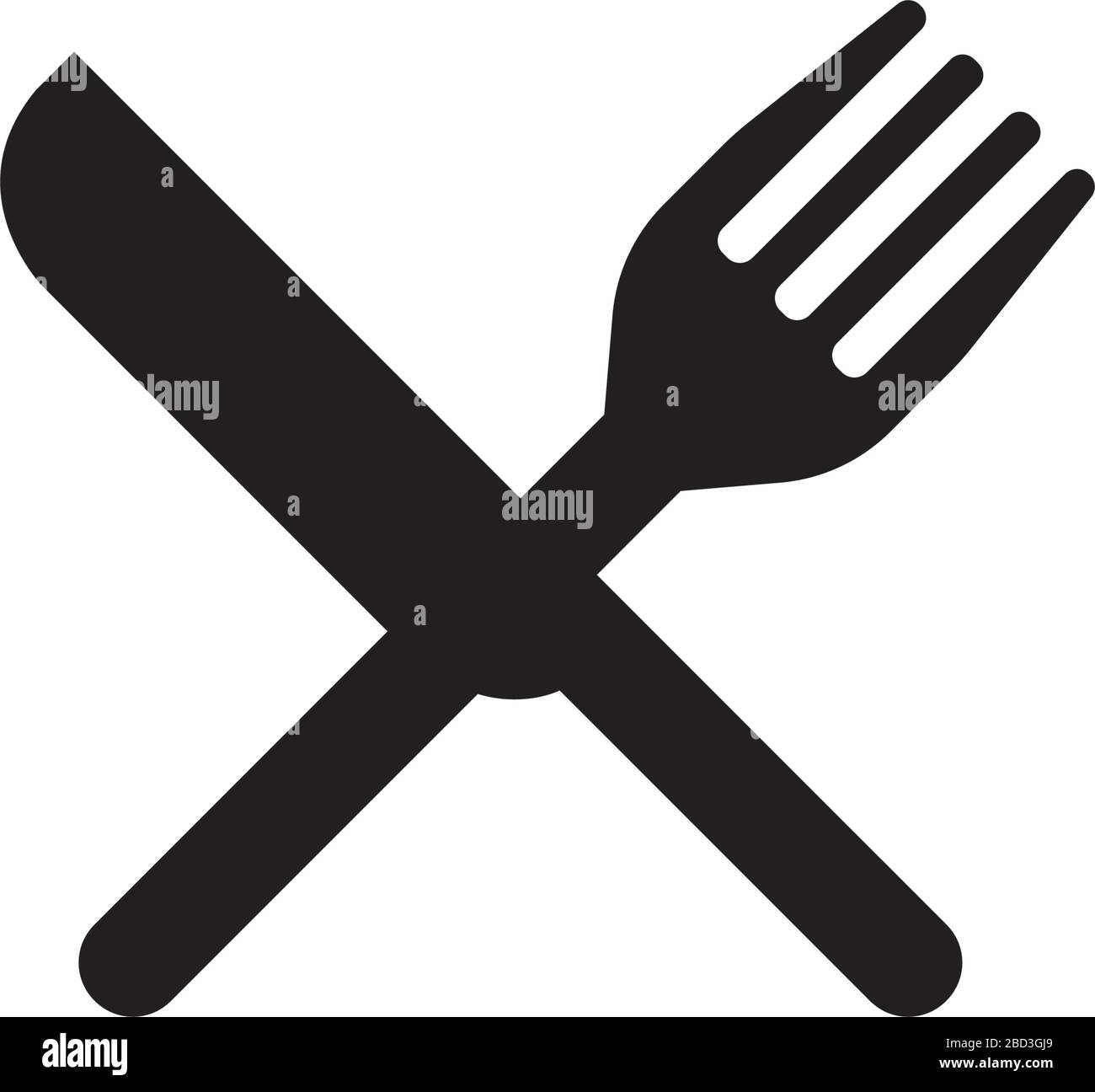 Coltello e forchetta, ristorante, icona cena / simbolo di informazione del pubblico Illustrazione Vettoriale