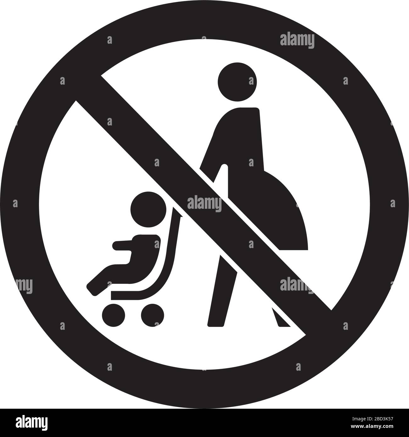 Cartello di divieto (pittogramma) / non utilizzare le prugne (passeggino/passeggino) Illustrazione Vettoriale
