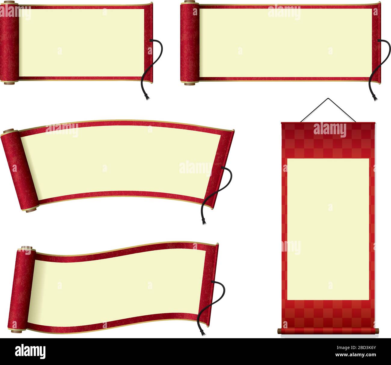 Carta a scorrimento giapponese / insieme di illustrazioni a scorrimento per la visualizzazione Illustrazione Vettoriale