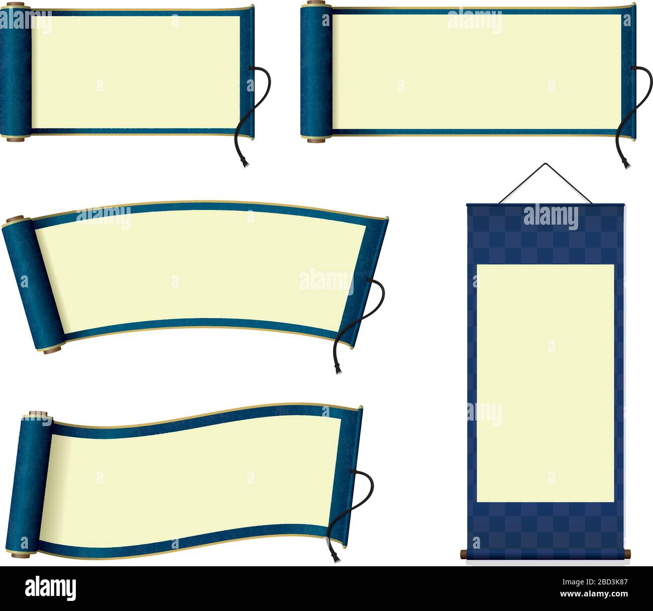 Carta a scorrimento giapponese / insieme di illustrazioni a scorrimento per la visualizzazione Illustrazione Vettoriale