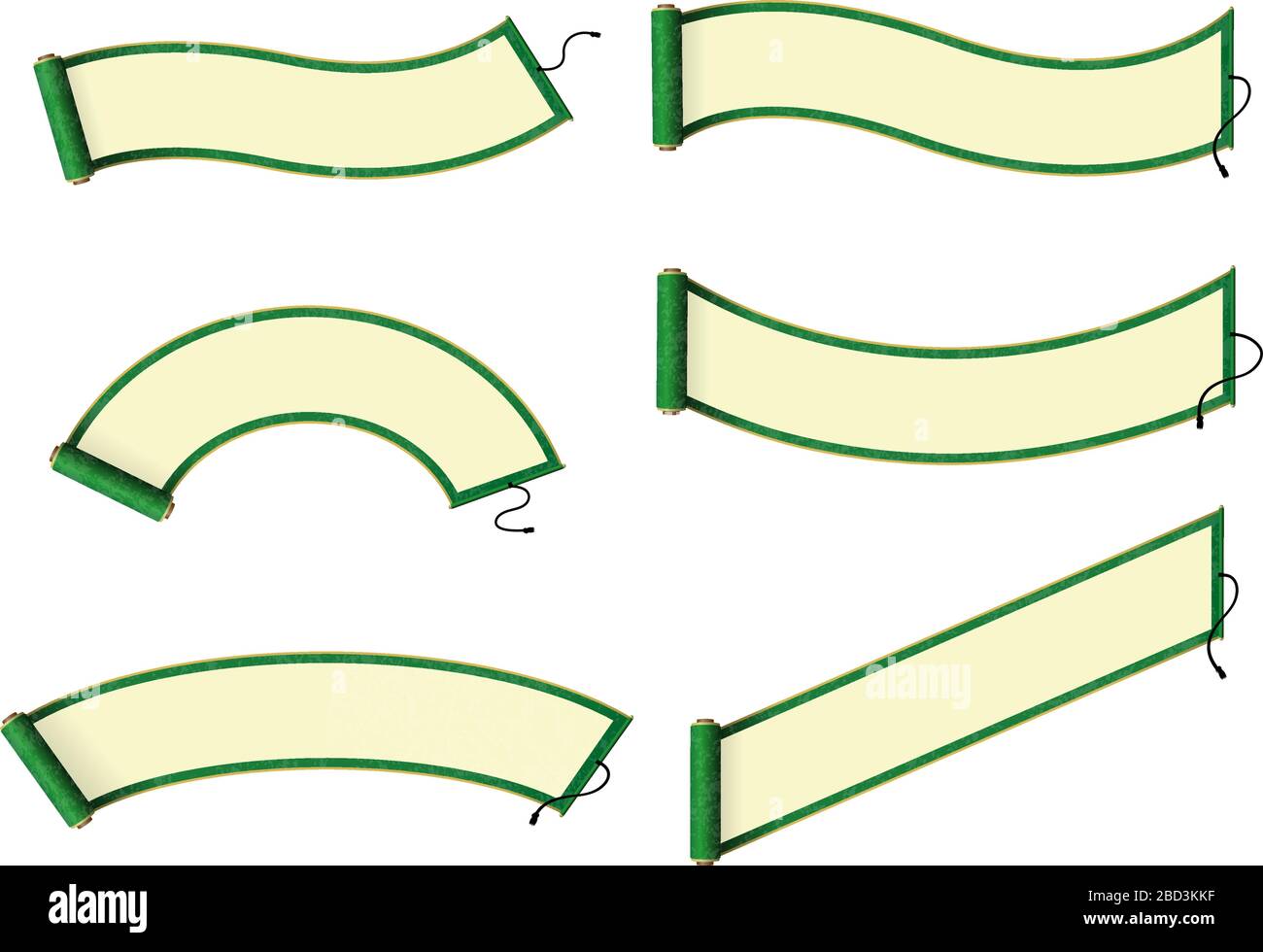 Giapponese tradizionale carta a scorrimento con illustrazione vettoriale impostata / verde Illustrazione Vettoriale