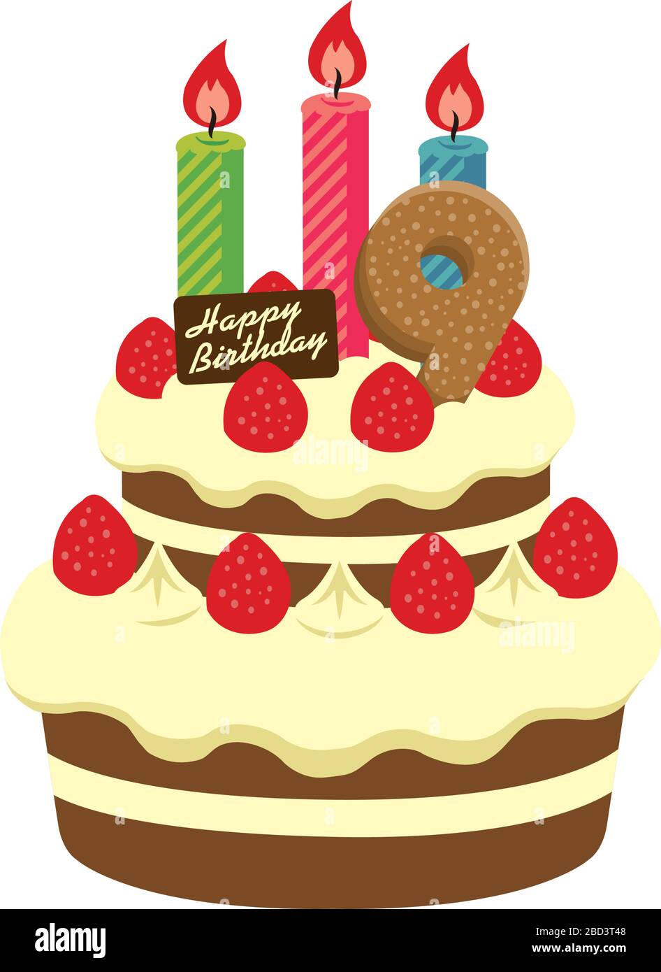 Illustrazione torta di compleanno ( per 9 anni Immagine e Vettoriale - Alamy