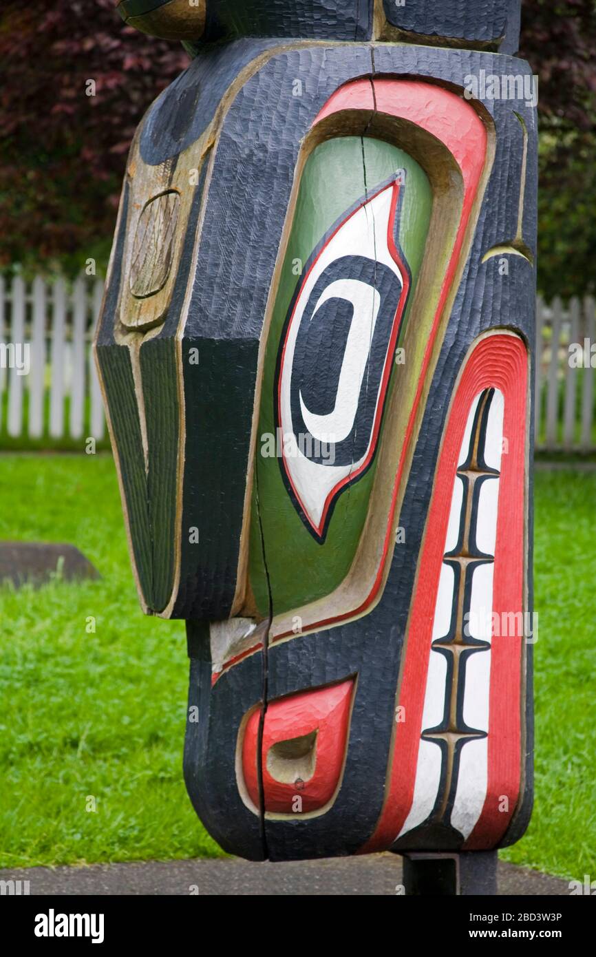 Totem Pole Park, Royal British Columbia Museum, Victoria, Vancouver Island, British Columbia, Canada, Nord America Foto Stock