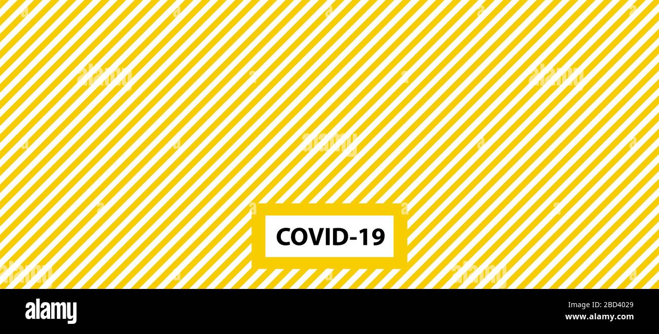 Nastro di pericolo giallo e nero semplice striscia di attenzione per nastro adesivo di avvertenza per quarantena di sfondo di Coronavirus 19 covid-3 Illustrazione Vettoriale