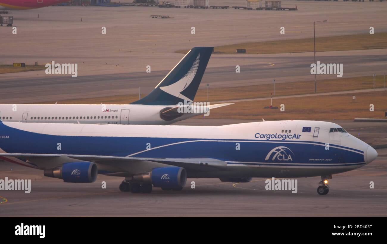 Traffico aeroporto Chek Lap Kok Foto Stock