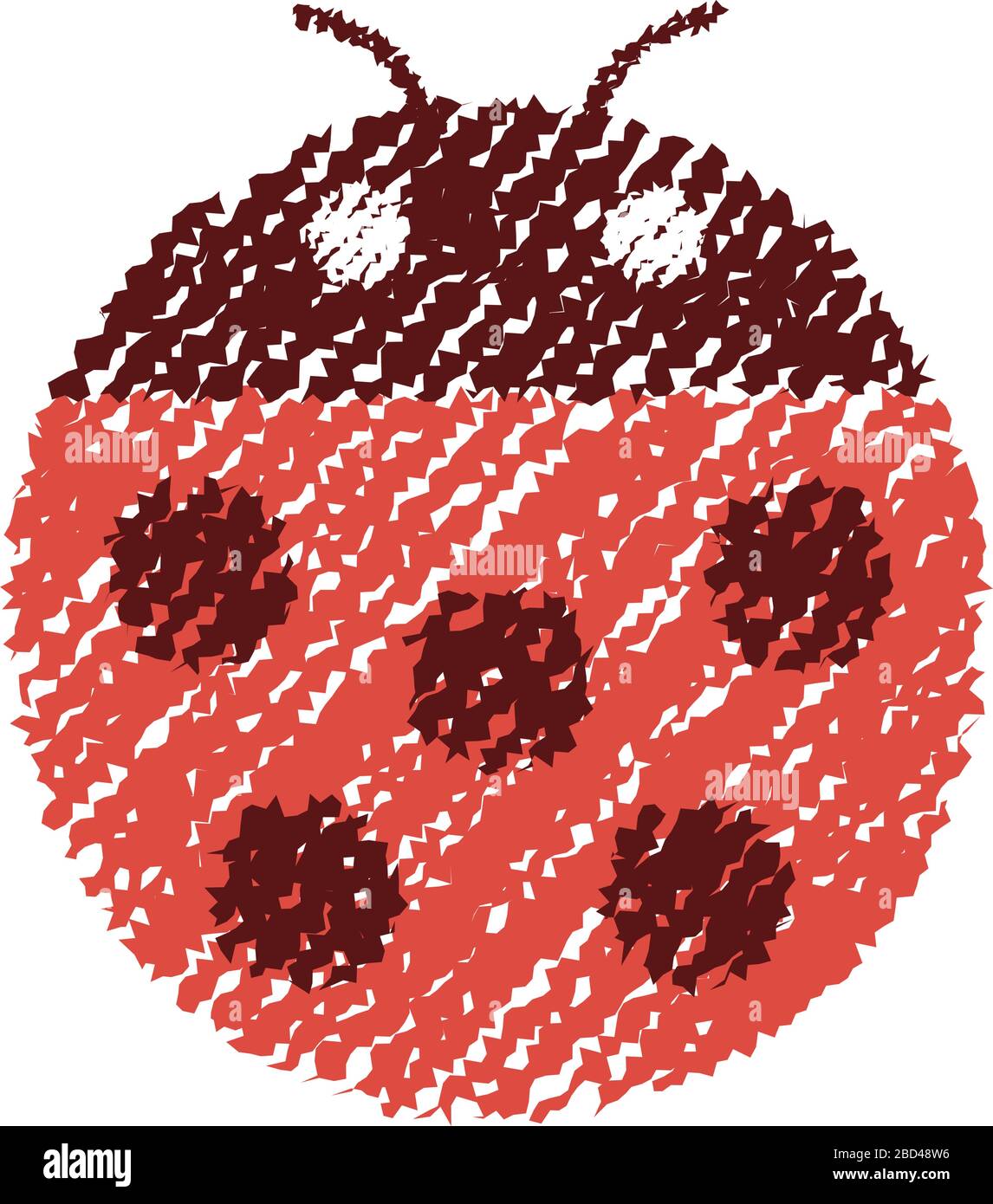 Illustrazione di Ladybird (ladybug) (stile di scrittura / tratto di matita colorato) Illustrazione Vettoriale
