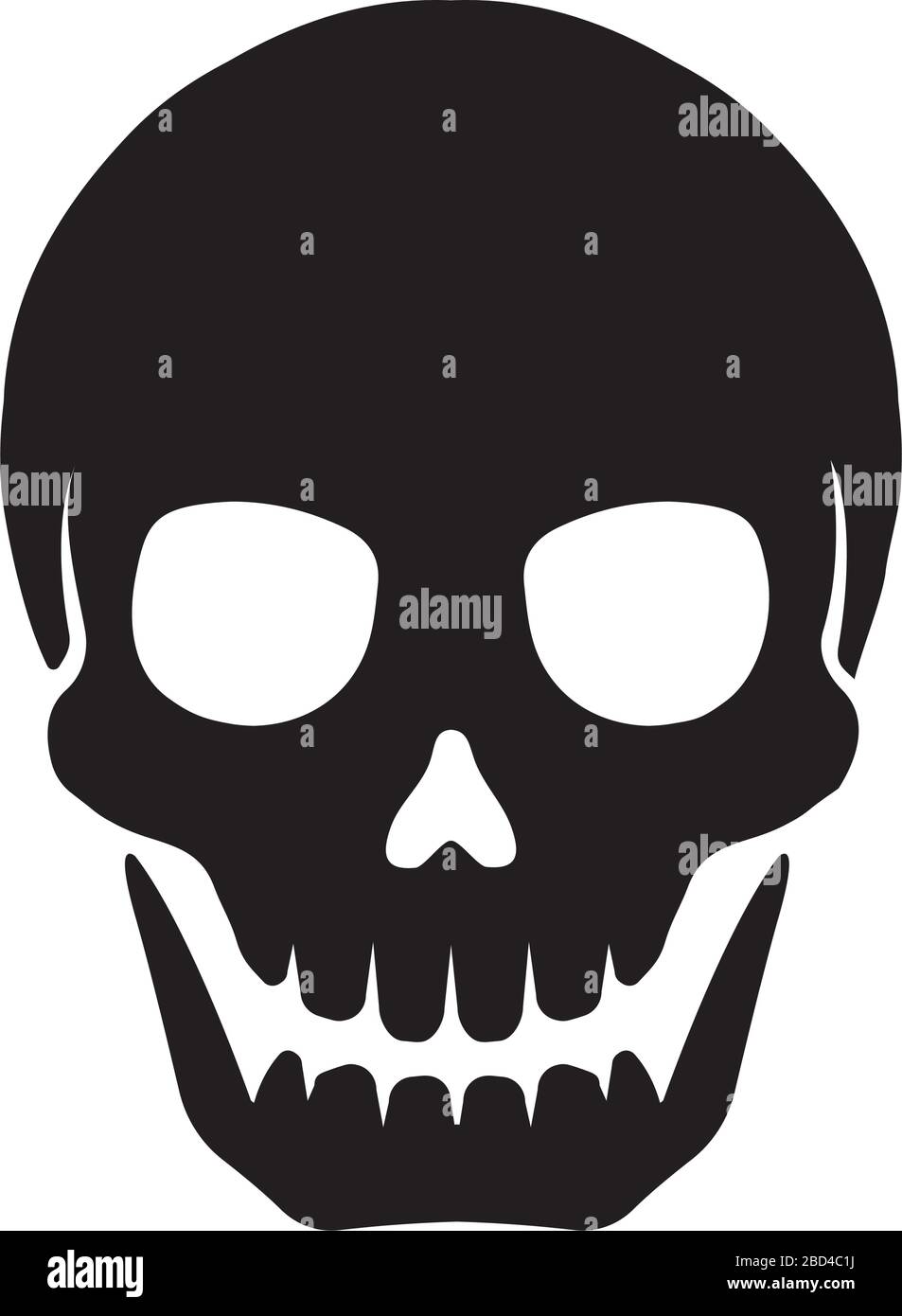 illustrazione vettoriale piatta del contrassegno del cranio ( pericolo / avvertenza) Illustrazione Vettoriale