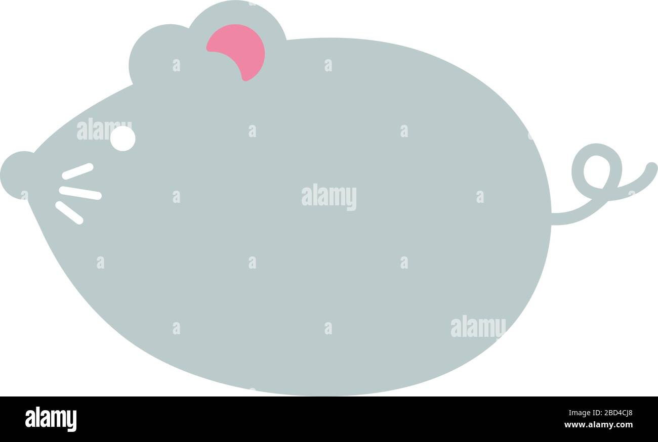 Semplice illustrazione piatta del mouse (ratto) Illustrazione Vettoriale