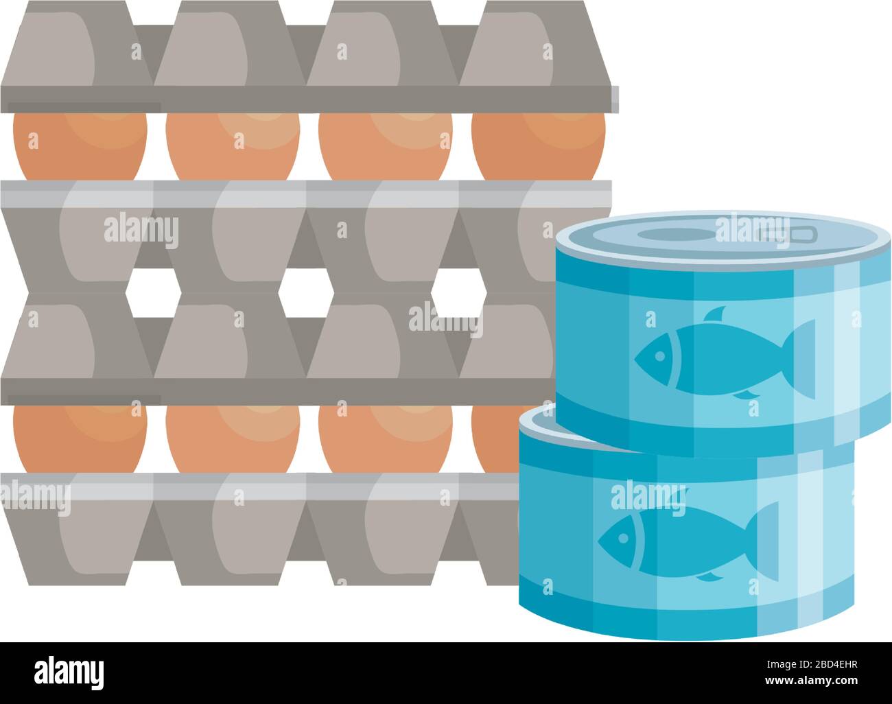 mettere le uova in cartone con lattina di tonno alimenti Illustrazione Vettoriale mettere le uova in cartone con lattina di tonno alimenti Illustrazione Vettoriale