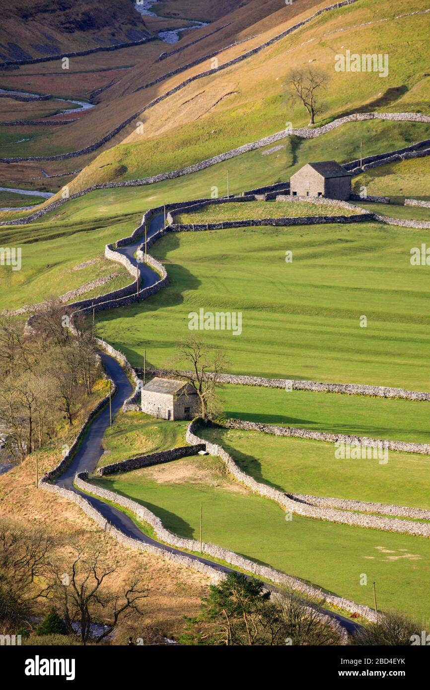 Brootes Lane ad Arncliffe nel Yorkshire Dales National Park Foto Stock