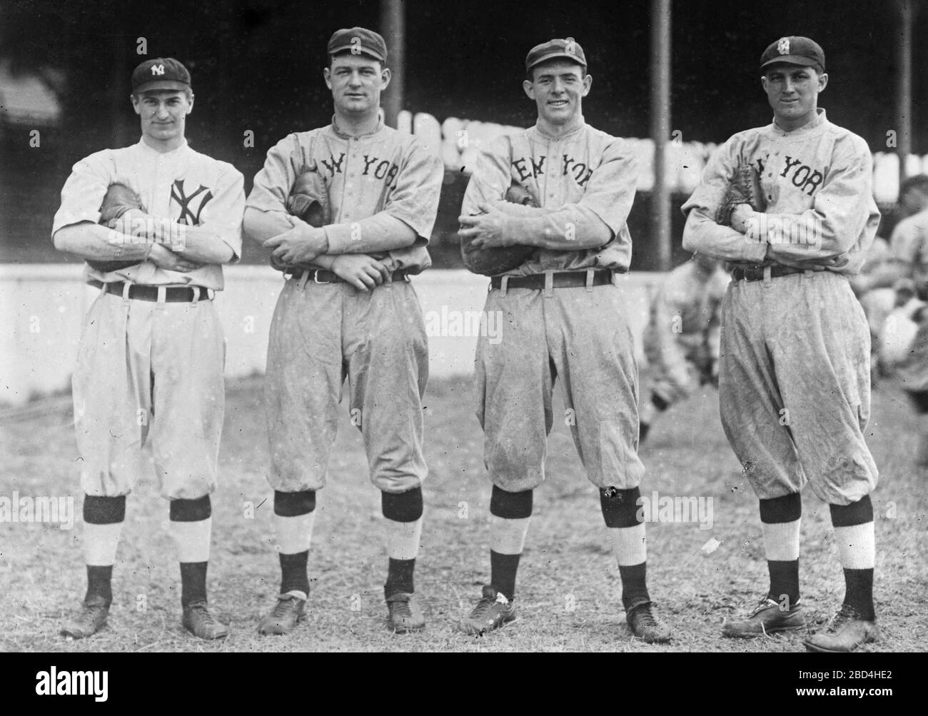 Pi Schwert, ed Sweeney, Les Nunamaker, Arthur Pickering (semi-pro catcher), New York al ca. 1915 Foto Stock