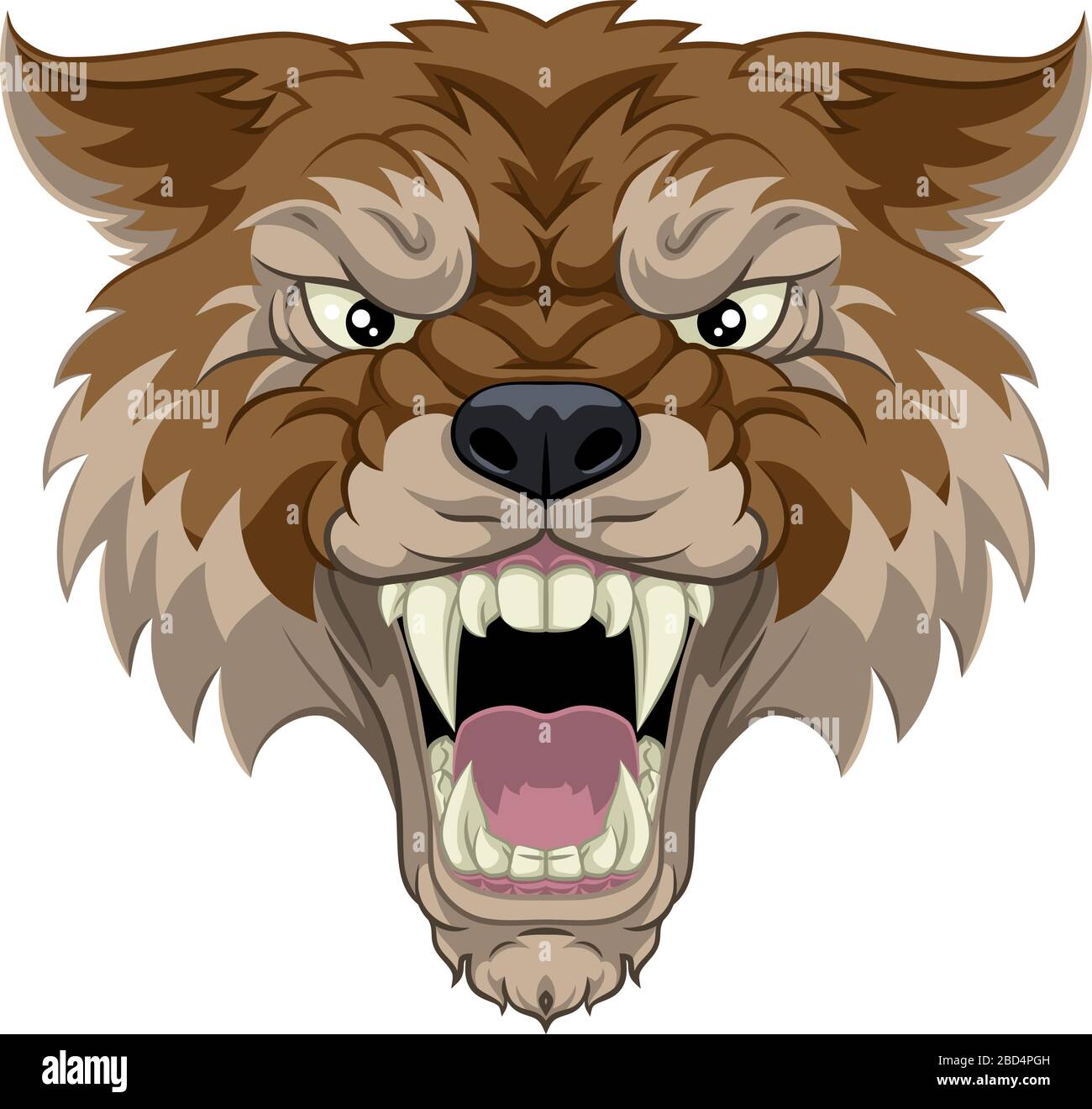 Lupo o Werewolf mostro spaventoso cane Angry mascot Illustrazione Vettoriale