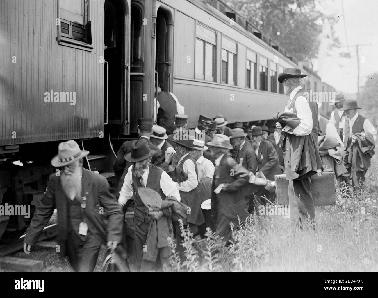 Veterani della Guerra civile alla riunione di Gettysburg (la Grande riunione) del luglio 1913, che commemorava il cinquantesimo anniversario della Battaglia di Gettysburg Foto Stock