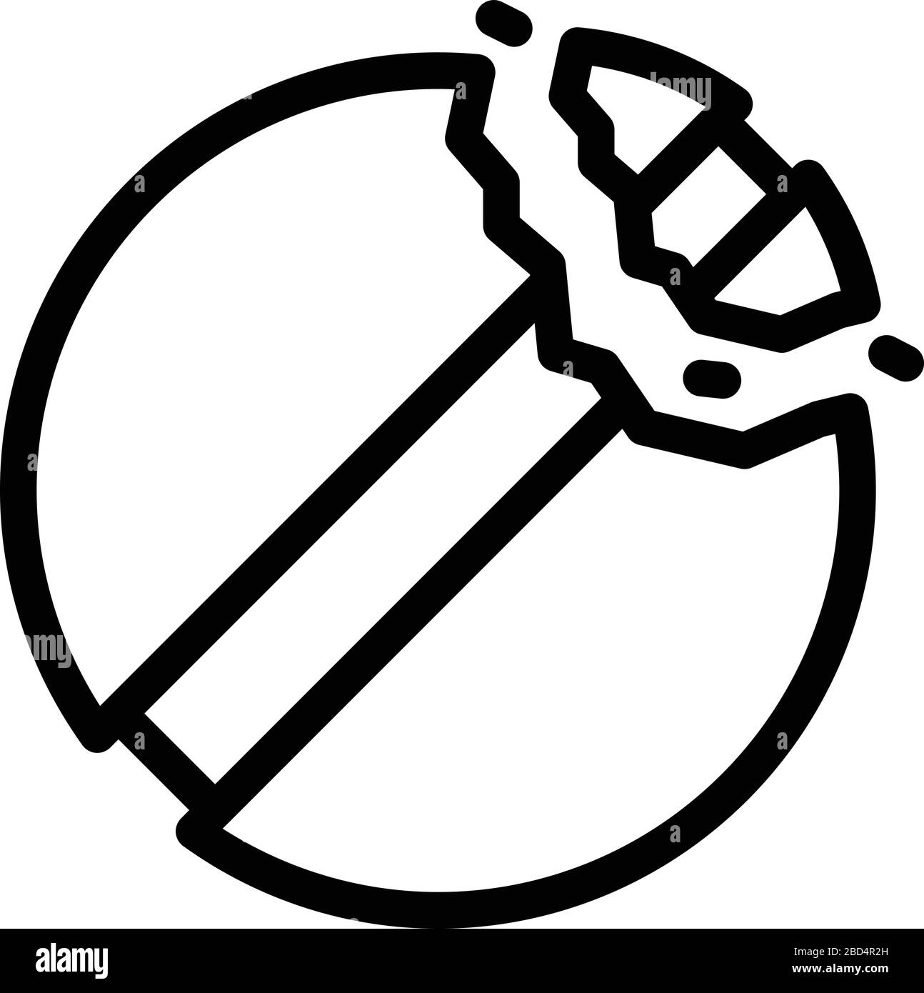 Icona della pillola incrinata, stile contorno Illustrazione Vettoriale