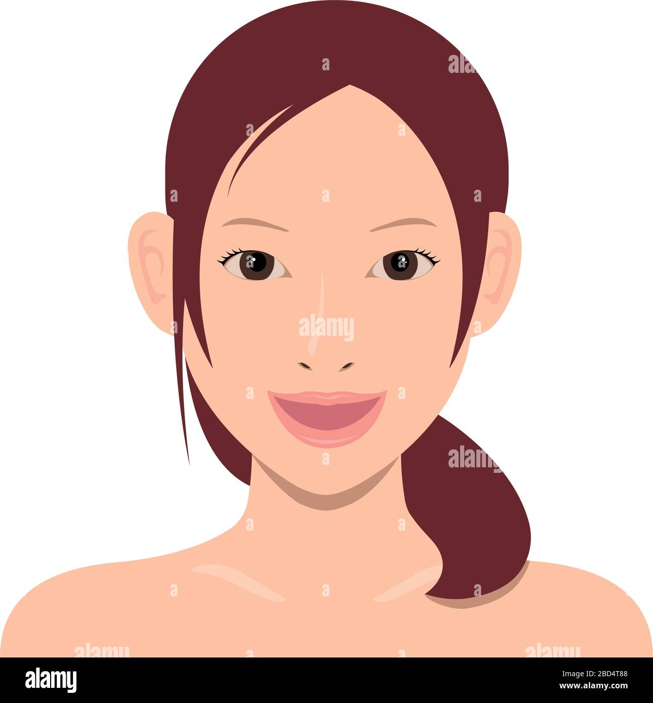 Giovane donna asiatica viso vettore illustrazione / sorriso , lough , felice Illustrazione Vettoriale