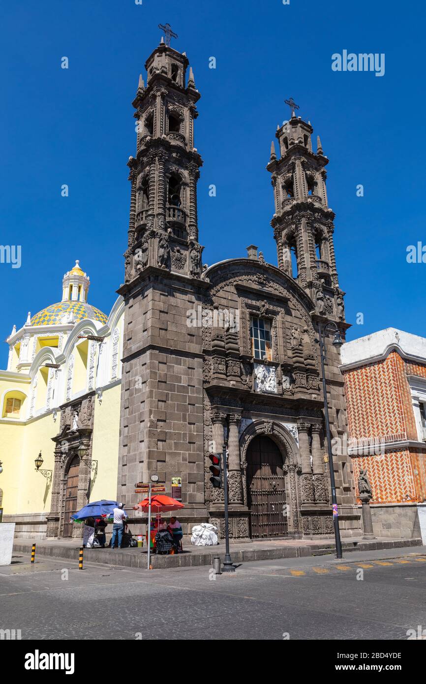 Cattedrale di Puebla de Zaragoza, Stato di Puebla, Messico Foto Stock
