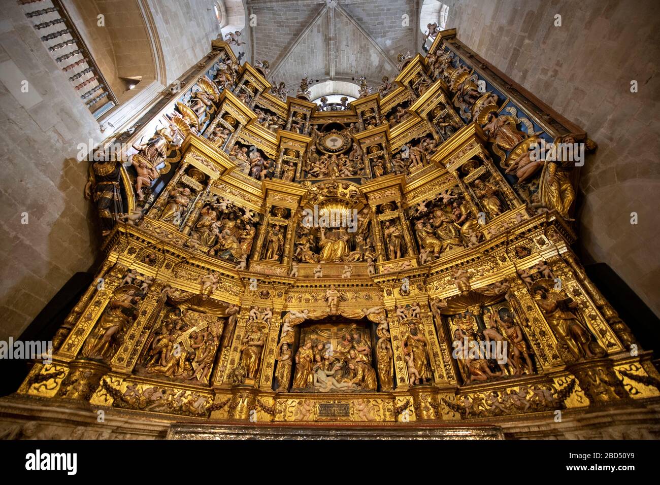 Pala della cappella principale, Capilla de Retablo Mayor, Cattedrale di Santo Domingo de la Calzada, la Rioja, Spagna, Europa Foto Stock