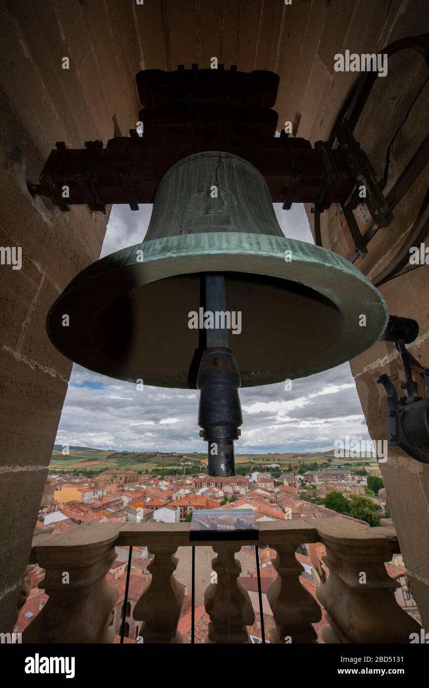 Campana, Campanile, Cattedrale di Santo Domingo de la Calzada, la Rioja, Spagna, Europa Foto Stock