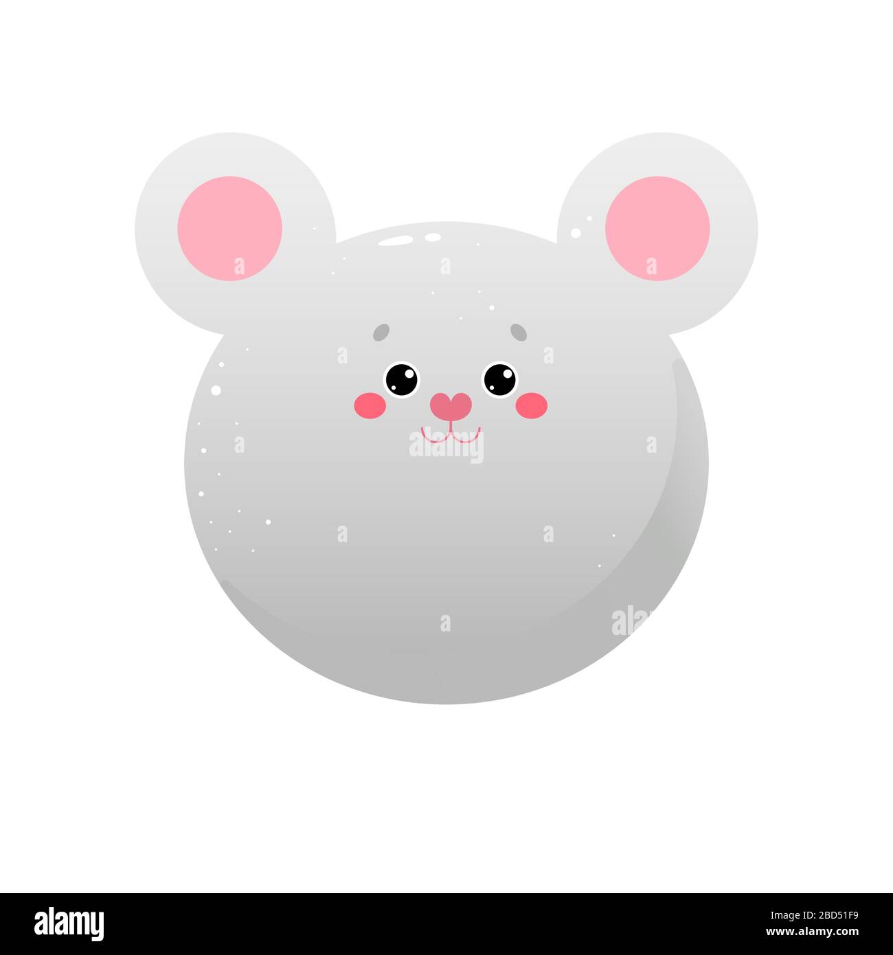 Carino mouse Kawaii, Rat. Animale isolato su sfondo bianco. Illustrazione vettoriale Illustrazione Vettoriale