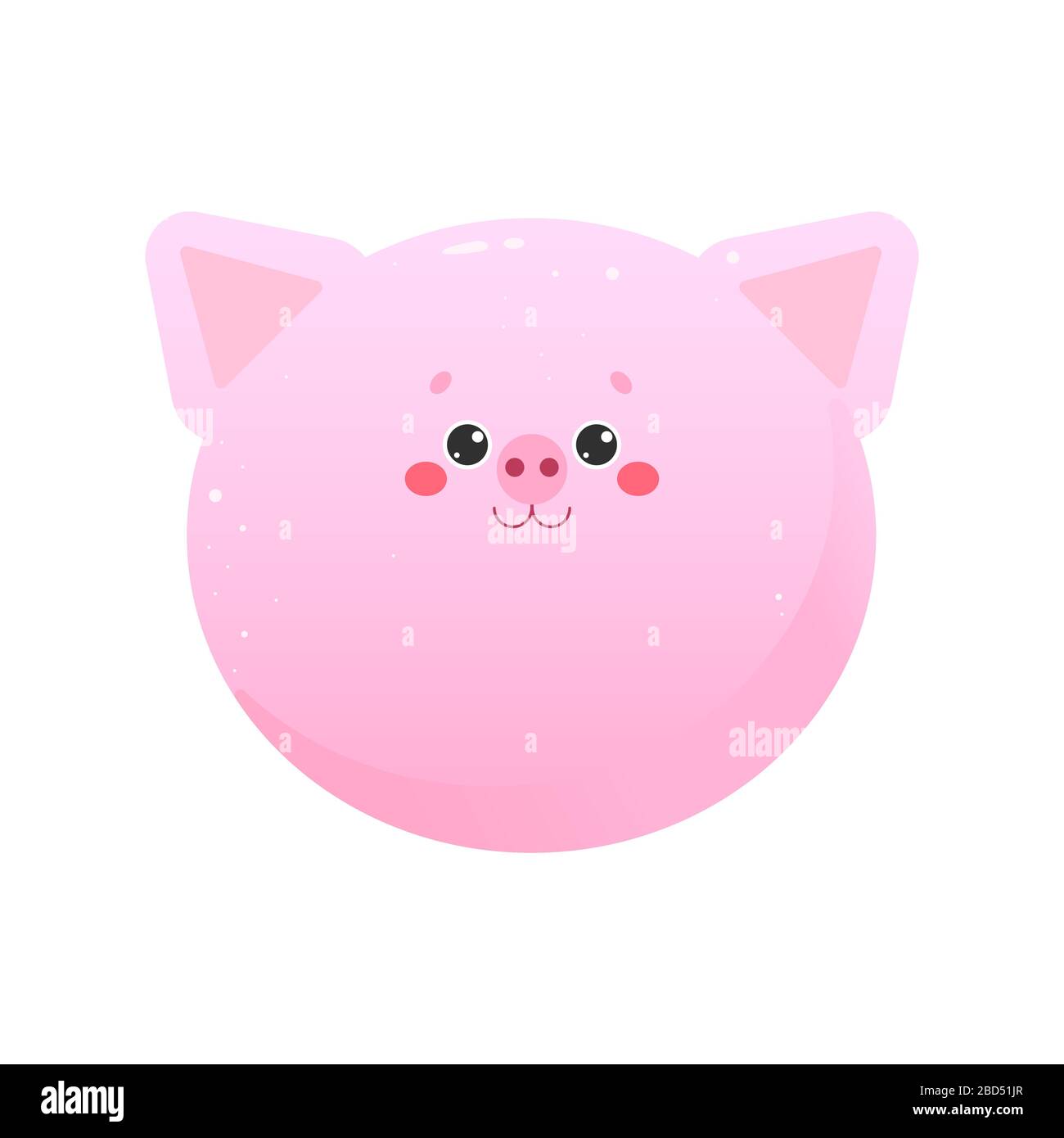 Carino Kawaii Pig, Piglet. Animale isolato su sfondo bianco. Illustrazione vettoriale Illustrazione Vettoriale