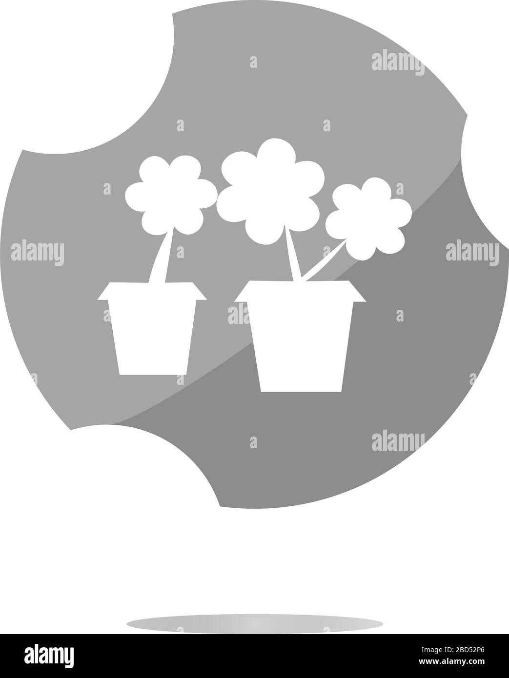 Flowerpot con pianta - web icona pulsante isolato Foto Stock