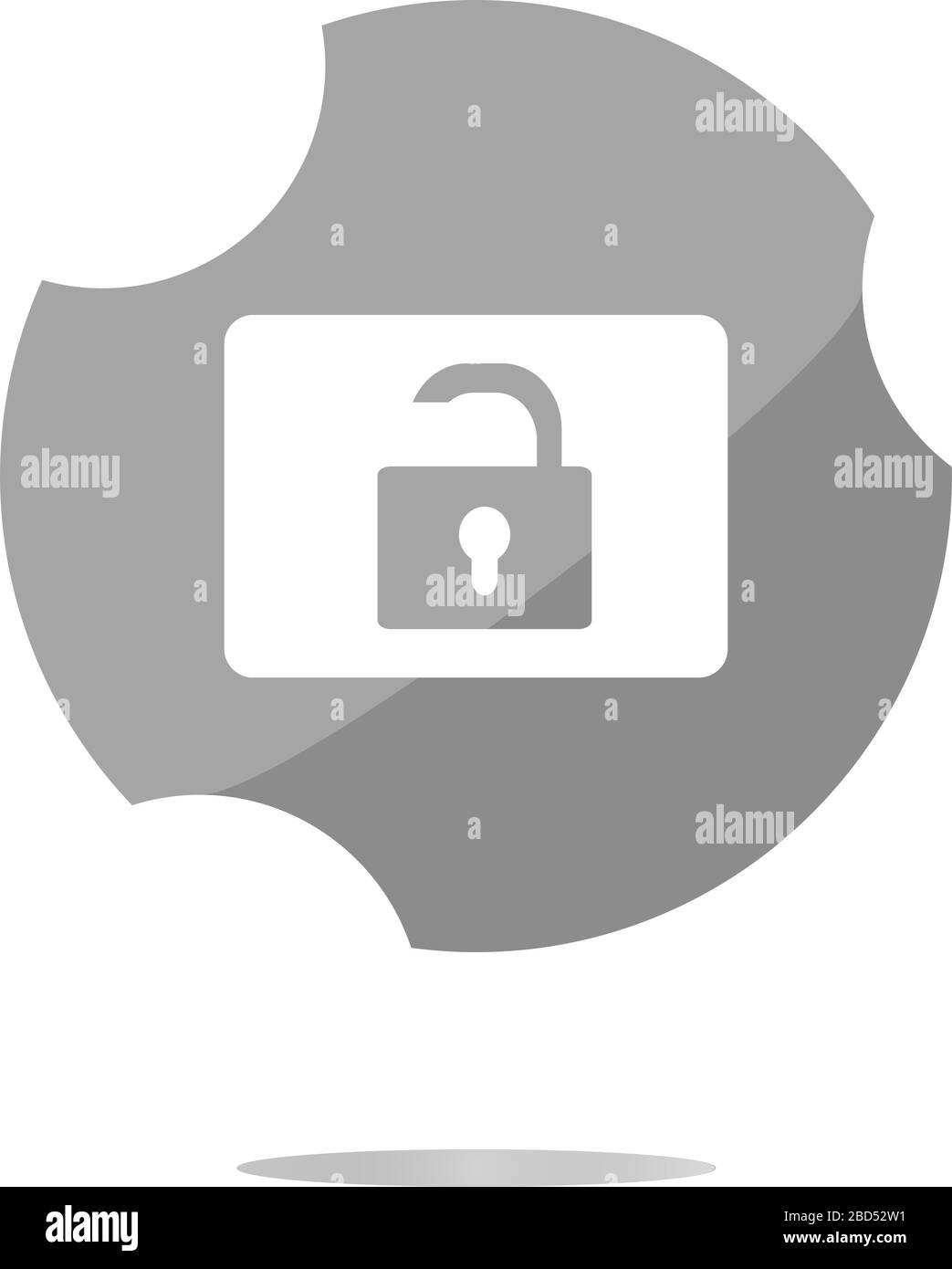 Aprire il lucchetto Icona segno web isolato su bianco Foto Stock