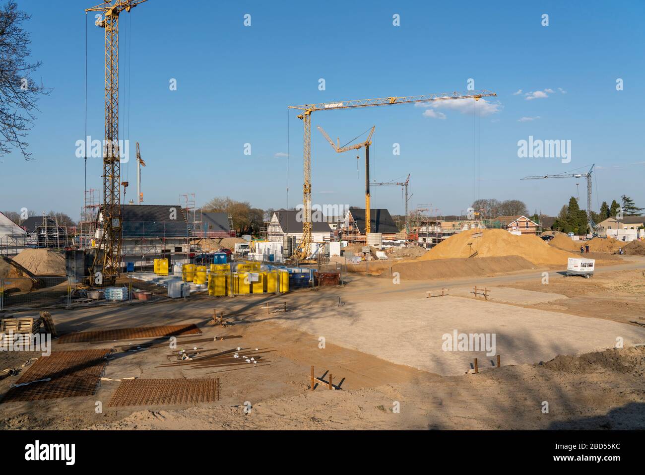 Zona di sviluppo, a Wesel, dove si stanno costruendo 70 case monofamiliari e case bifamiliari, basso Reno, Germania; Foto Stock