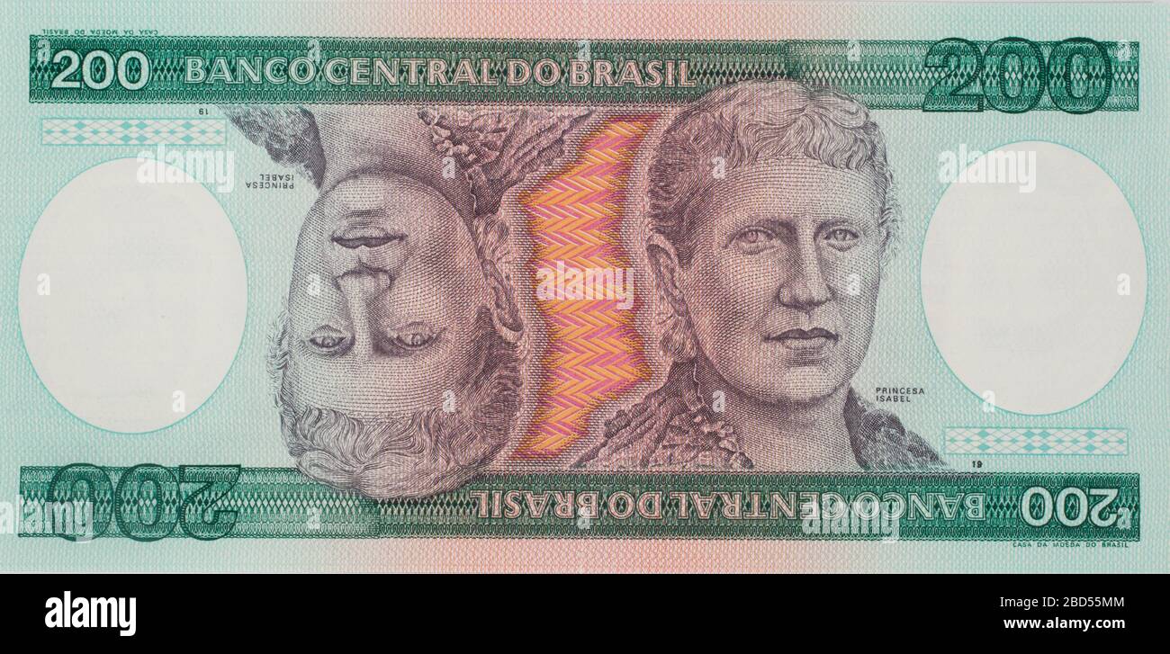 Banconota brasiliana del 1986, 200 Duzentos Cruzeiros Foto Stock