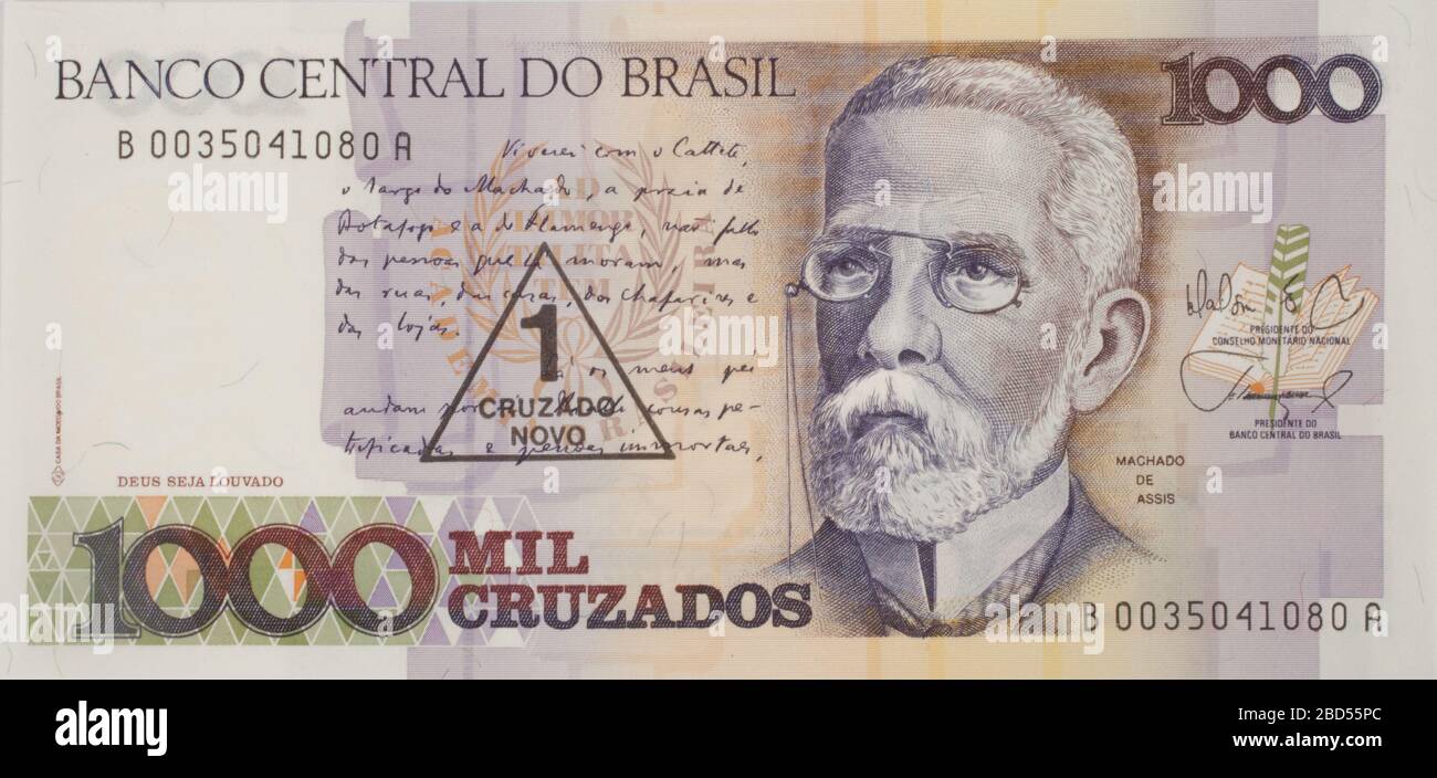 Una banconota brasiliana del 1989, 1000 MIL Cruzados Foto Stock
