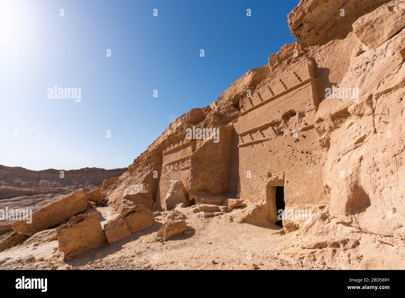 Tombe storiche nabatee ad al Bad', Arabia Saudita Foto Stock