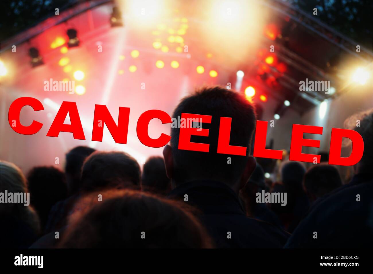 cancellazione del festival musicale o evento concertistico a causa del divieto di raduno pubblico Foto Stock