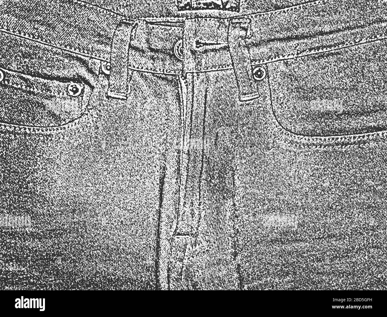 Tessuto vettoriale grunge di soccorso di tessuto jeans con fori, borsa, sacco, sacco, sacco, sacco, sacco, sacco, sacco, sacco, sacco, sacco, sacco. Sfondo bianco e nero. Illustrazione EPS 8 Illustrazione Vettoriale