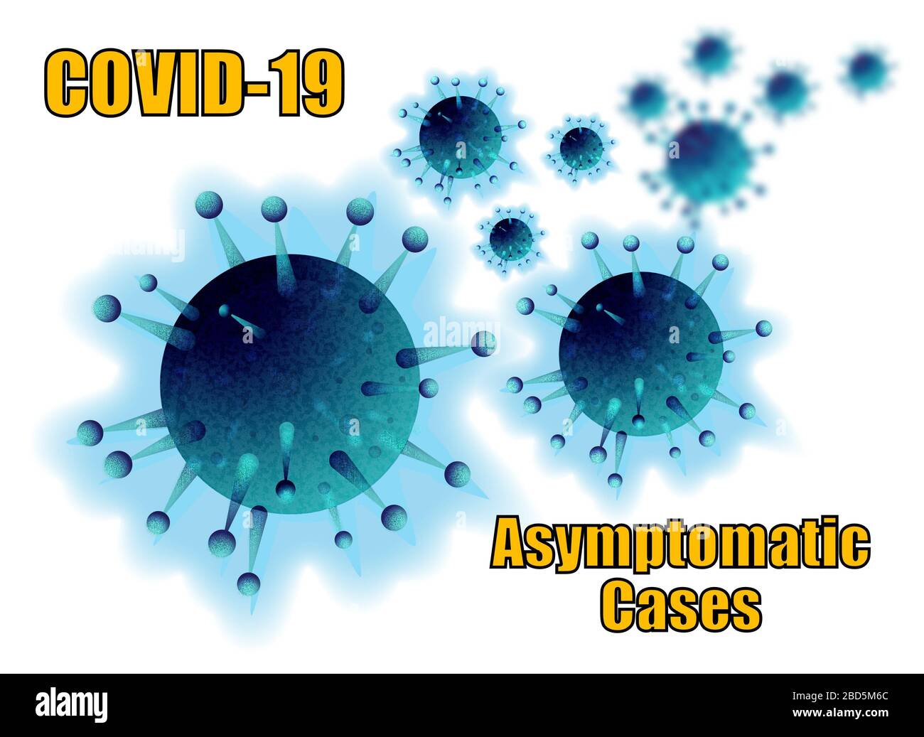 Casi asintomatici di Covid-19 su sfondo blu e bianco Foto Stock