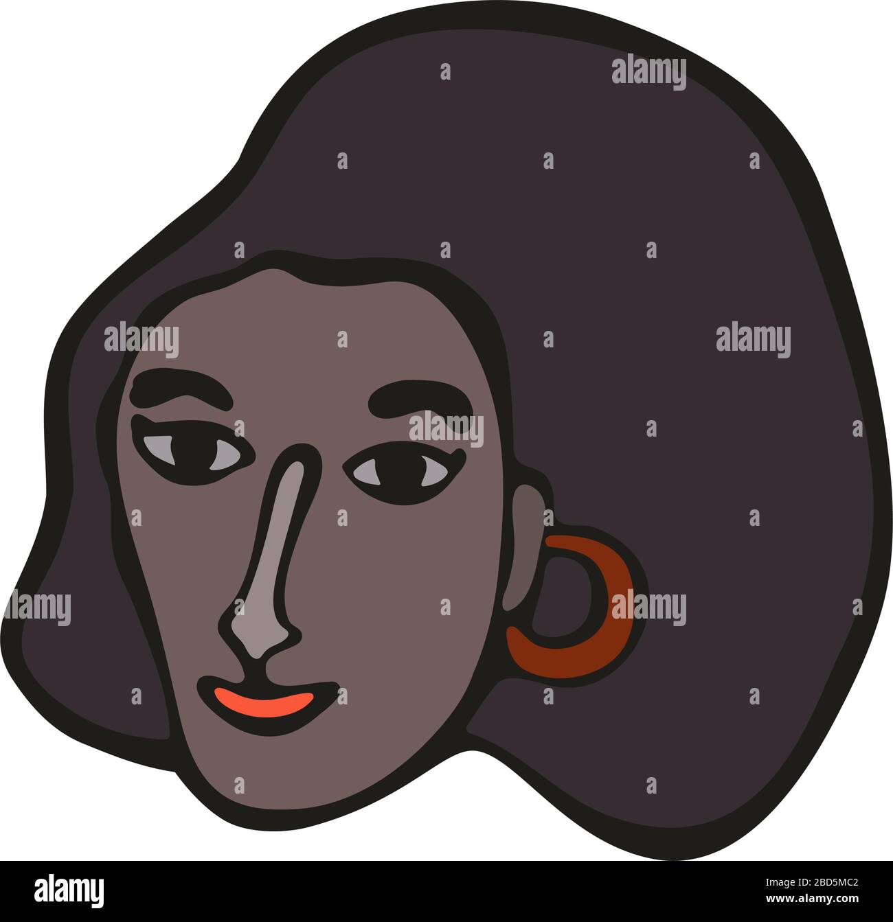 Ritratto femminile africano. Illustrazione lineare moderna e minimalista. Arte croccante Donna viso vivace. L'idea di uguaglianza delle nazionalità sul pianeta Terra Illustrazione Vettoriale