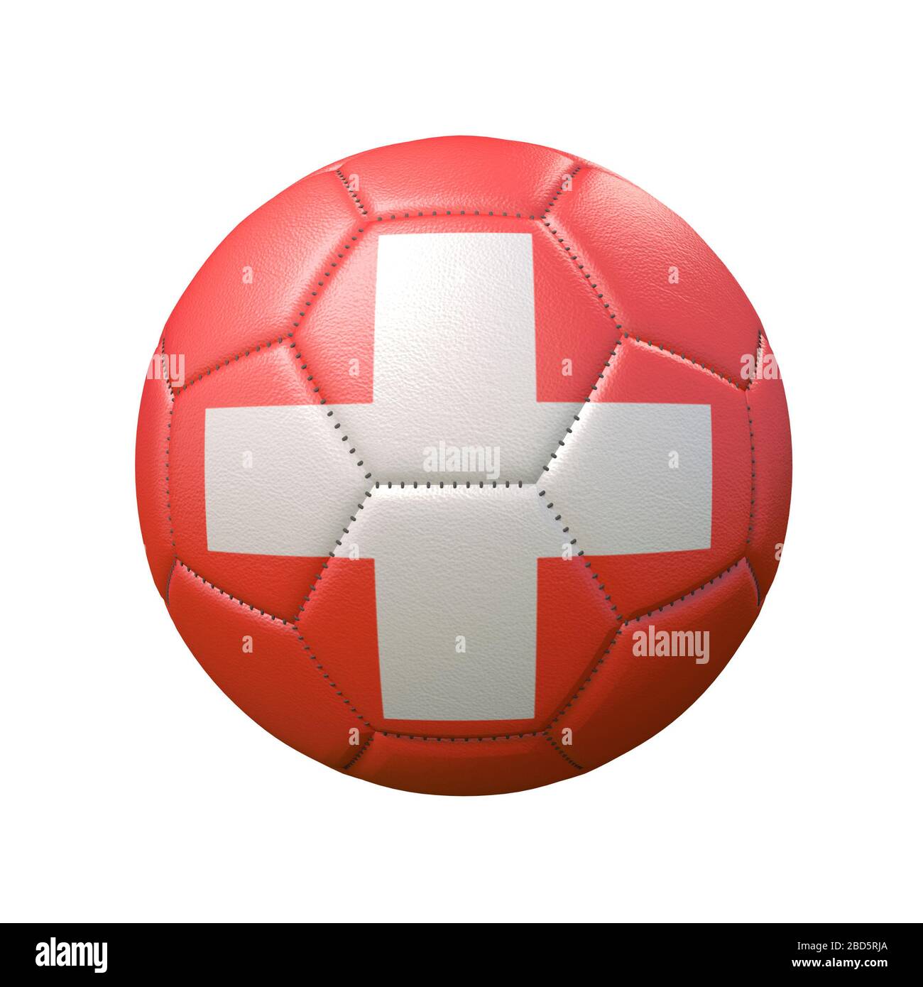 Palla di calcio in colori bandiera isolata su sfondo bianco. Svizzera. Immagine 3D Foto Stock