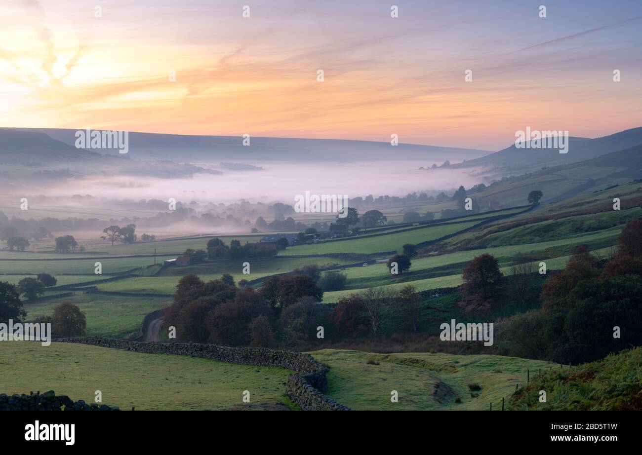 Bassa nebbia a Fardale, valle di Daffodil Foto Stock