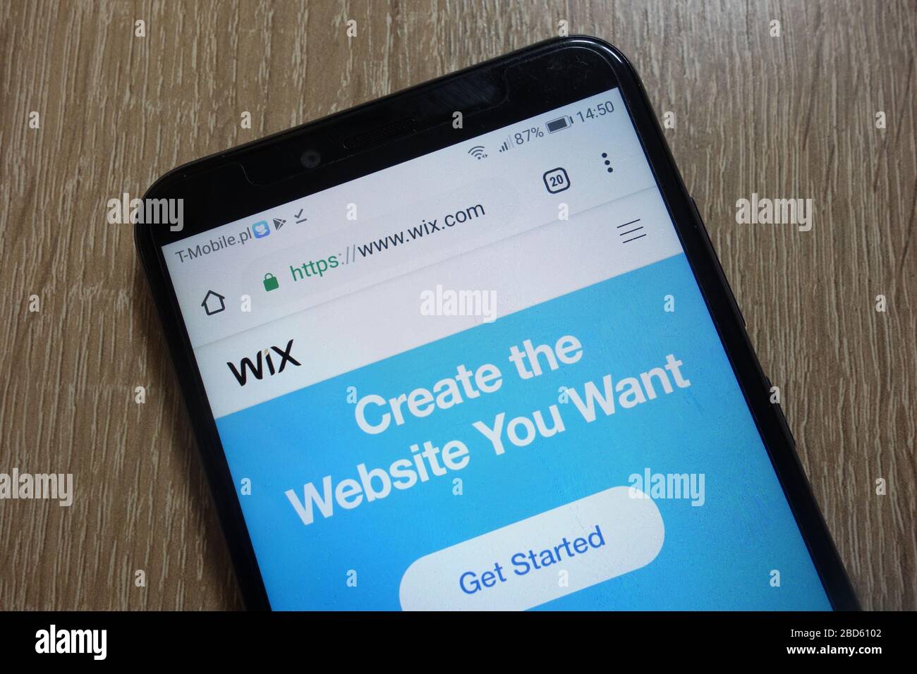 Sito Web WiX (www.wix.com) visualizzato sullo smartphone Foto Stock